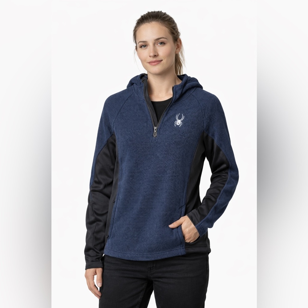 Spyder Womens Sweatshirt Fitted Hoodie Pullover Dark Blue Small
